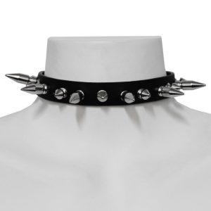 1 Row Mixed Spike Leather Choker