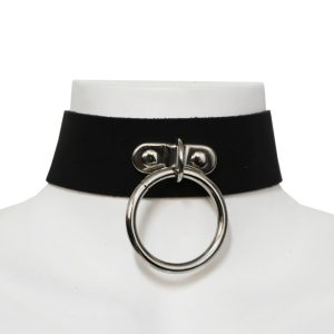 2 Row Leather Choker+Ring