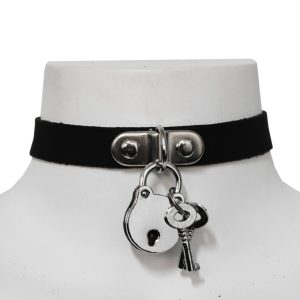 1 Row Padlock Leather Choker
