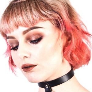 1 Row Small Ring Leather Choker