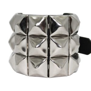 3 Row Pyramid Leather Wristband