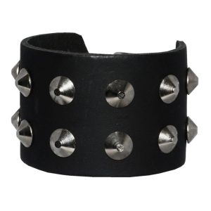 2 Row Con Stud Leather Wristband