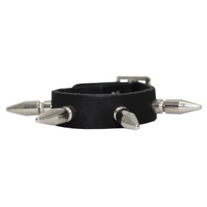 1 Row Long Spike Stud Leather Wristband