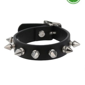 1 Row Spike Vegan Leather Wristband