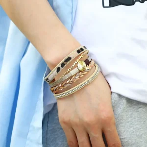 Armband i flera lager - leopard