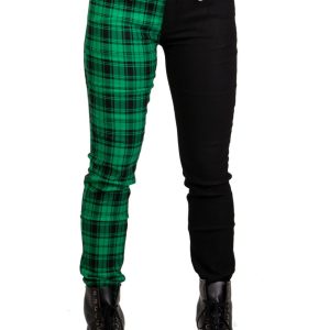 Half Check Skinny Jeans Green